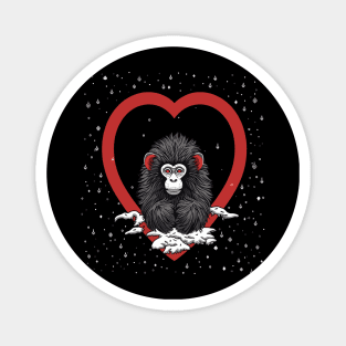 Snow Monkey Valentine Day Magnet